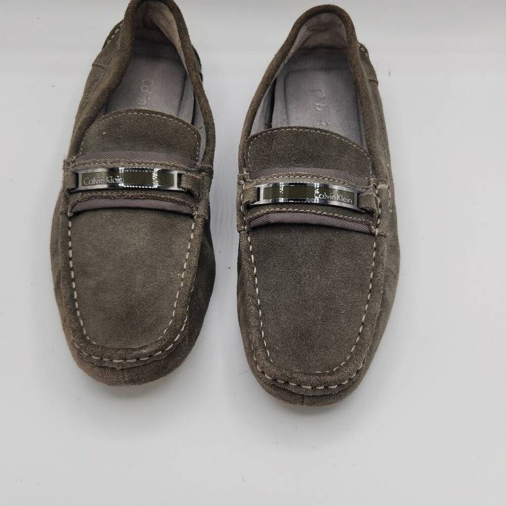 Calvin Klein Men's Size 10 Gray Suede Slip on Dress Shoes Loafers
